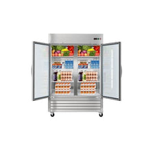 54 Inch Heavy Duty Commercial Reach In Glass Door Refrigerator with Digital Temperature Control & 8 Adjustable Shelves