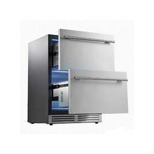24 Inch Built In Under Counter Beverage Refrigerator Stainless Steel Drawer Drink Cooler with Large Storage Capacity