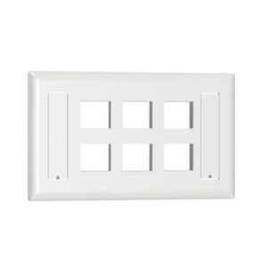 6 Port Flush Mount Screw On Faceplates With Label Pocket White NK6FWHY