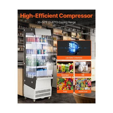 7.8 Cu. Ft. Commercial Open Air Merchandiser Refrigerator with 3-Tier Shelving and LED Lighting