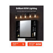 37-Inch Modern E26 Base 5-Light Bathroom Vanity Lighting Fixture with Glass Shades