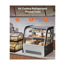 105L Countertop Refrigerated Cake Display Case 2 Tier Curved Glass Bakery Cooler and LED Lighting