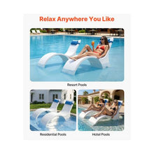 Set of 2 15 Inch Pool Chaise Lounge Chairs Water-Weighted In-Pool Loungers with Headrests for Up to 15-Inch Water Depths 440 LBS Weight Capacity