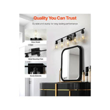 37-Inch Modern E26 Base 5-Light Bathroom Vanity Lighting Fixture with Glass Shades