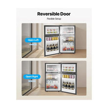 3.2 Cu.Ft Compact Two Door Refrigerator with Separate Freezer and Adjustable Temperature for Home, Apartment & Office Black