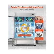 54 Inch Heavy Duty Commercial Reach In Glass Door Refrigerator with Digital Temperature Control & 8 Adjustable Shelves