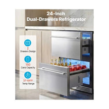 24 Inch Built In Under Counter Beverage Refrigerator Stainless Steel Drawer Drink Cooler with Large Storage Capacity
