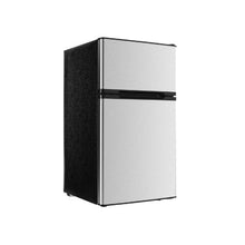 3.2 Cu.Ft Two Door Mini Refrigerator with Separate Freezer Stainless Steel Compact Fridge for Bedroom, Dorm & Office