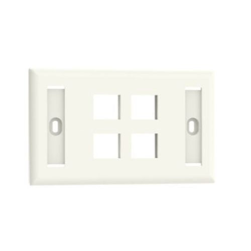 4 Port Single Gang Flush Mount Vertical Faceplate Off White NK4FIWY