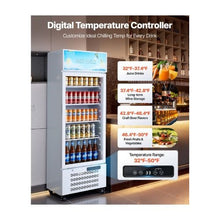 9.6 Cu.Ft Commercial Display Beverage Refrigerator with Glass Door LED Light Box Flexible Adjustable Shelves