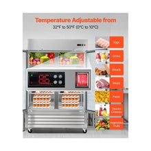 54 Inch Heavy Duty Commercial Reach In Glass Door Refrigerator with Digital Temperature Control & 8 Adjustable Shelves