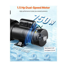 1.5 HP Dual-Speed Above Ground Swimming Pool Pump with 110V High/Low Power Motor