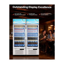 9.6 Cu.Ft Commercial Display Beverage Refrigerator with Glass Door LED Light Box Flexible Adjustable Shelves