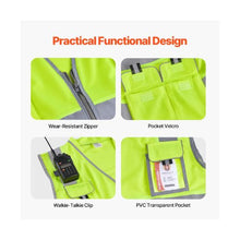 XL High Visibility Safety Vest Yellow Reflective Work Vest with 10 Pockets Zipper Front, Radio Clip & Reflective Strips, for Men & Women