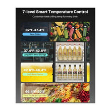 Commercial Glass Door Merchandiser Refrigerator 8.1 Cu.Ft Upright Beverage Display Cooler with 4 Adjustable Shelves & LED Lighting Black