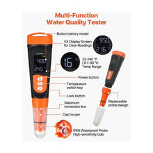 Digital pH Meter Pen 3-Point Calibration 0–14 pH Range IP68 Waterproof Probe with VA Display