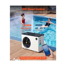 Electric Pool Heat Pump 93390 BTU Max Heating Capacity All DC Inverter Pool Heater for Up to 22455 Gallon Pools WiFi & Smart App Remote Control