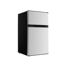 3.2 Cu.Ft Two Door Mini Refrigerator with Separate Freezer Stainless Steel Compact Fridge for Bedroom, Dorm & Office