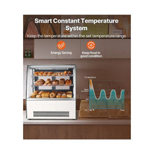 105L Countertop Refrigerated Cake Display Case 2 Tier Curved Glass Bakery Cooler and LED Lighting