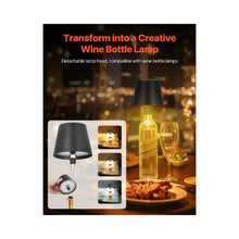 Modern Black Touch USB Rechargeable Accent Lamps With Bottle Adapter Detachable Shade Pair