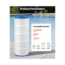 High Efficiency 120 Sq. Ft. Pool Filter Cartridge Replacement Swimming Pool Spa & Hot Tub Filter Element Trilobal Pleated