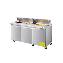 Commercial Stainless Steel 72 Inch Refrigerated Prep Station with Cutting Board & 18 Ingredient Pans