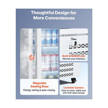 9.6 Cu.Ft Commercial Display Beverage Refrigerator with Glass Door LED Light Box Flexible Adjustable Shelves