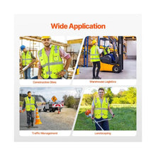 XL High Visibility Safety Vest Yellow Reflective Work Vest with 10 Pockets Zipper Front, Radio Clip & Reflective Strips, for Men & Women