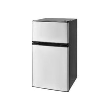 3.2 Cu.Ft Two Door Mini Refrigerator with Separate Freezer Stainless Steel Compact Fridge for Bedroom, Dorm & Office