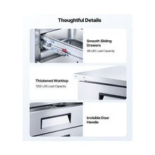 52 Inch Commercial Refrigerated Base Cabinet with 2 Drawers and Stainless Steel Construction & Drawer Storage
