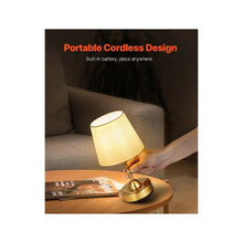 Rechargeable Wireless Small Desk Lamp Fabric Shade With 5200mAh Battery 3 Level Dimming