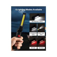 1200mAh Portable LED Hands Free 360° Rotating Magnetic Rechargeable LED Flashlight for Garage & Emergency 2 Pack