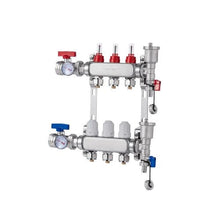 3 Port Stainless Steel PEX Radiant Heat Manifold 1/2 Tubing Manifold Kit for Hydronic Radiant Floor Heating Systems with Adapters Included