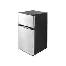 3.2 Cu.Ft Two Door Mini Refrigerator with Separate Freezer Stainless Steel Compact Fridge for Bedroom, Dorm & Office
