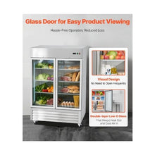 54 Inch Heavy Duty Commercial Reach In Glass Door Refrigerator with Digital Temperature Control & 8 Adjustable Shelves