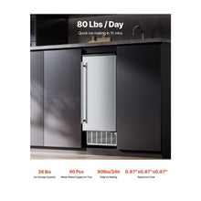 80lbs/24h Commercial Undercounter Built-In Ice Maker with Electric Drain Pump