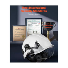 Type 1 Class C Industrial Safety Helmet with Visor & Earmuffs, ANSI/ISEA Z89.1 Compliant ABS Hard Hat 6-Point Ratchet Suspension Adjustable Vented Design