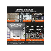 Ultra Bright 26400LM Modular Hexagon LED Garage Ceiling Lighting 5 Grid System