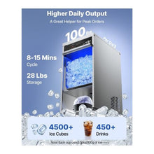 Professional Stainless Steel Commercial Ice Maker Machine 100 lbs/24H with 35 lbs Storage Bin