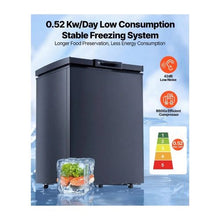 Compact Deep Freezer 3.3 Cu.Ft with Quiet Compressor Adjustable Thermostat Top Lid Design Black