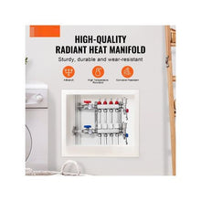 4-Branch Radiant Floor Heating Manifold Stainless Steel 1/2 PEX Tubing Manifold Kit for Hydronic Heating Systems with 1/2 Adapters