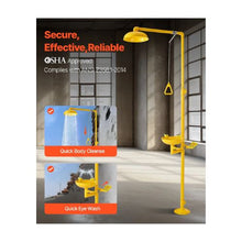 27 cm Emergency Eyewash & Safety Shower Station 304 Stainless Steel, OSHA Compliant Floor-Mounted Yellow