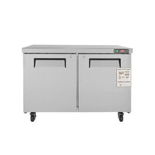 Commercial 48 Inch Worktop Fridge Stainless Steel 2-Door Undercounter Refrigerator with Lock