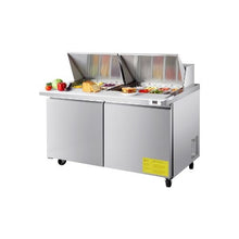 60 Inch Commercial Refrigerated Prep Table with 24 Food Pans, Salad Prep Cooler and Work Surface