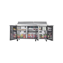 Commercial Stainless Steel 72 Inch Refrigerated Prep Station with Cutting Board & 18 Ingredient Pans