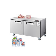 Commercial 60 Inch Undercounter Freezer Worktable 2 Door Stainless Steel Food Prep Freezer