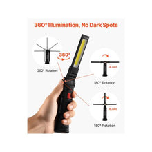 1200mAh Portable LED Hands Free 360° Rotating Magnetic Rechargeable LED Flashlight for Garage & Emergency 2 Pack