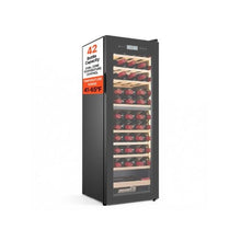 Freestanding 42 Bottle Wine Cellar Refrigerator Dual Zone Freestanding Wine Storage Cabinet with Wooden Shelves for Home Bar & Office
