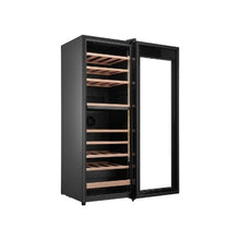 Freestanding 42 Bottle Wine Cellar Refrigerator Dual Zone Freestanding Wine Storage Cabinet with Wooden Shelves for Home Bar & Office