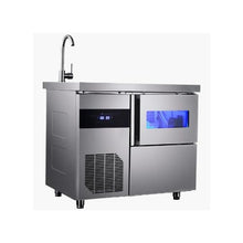 132 LBS/24H Commercial Ice Making Machine with Worktop Sink & 30 LBS Storage Bin & Self-Cleaning Function